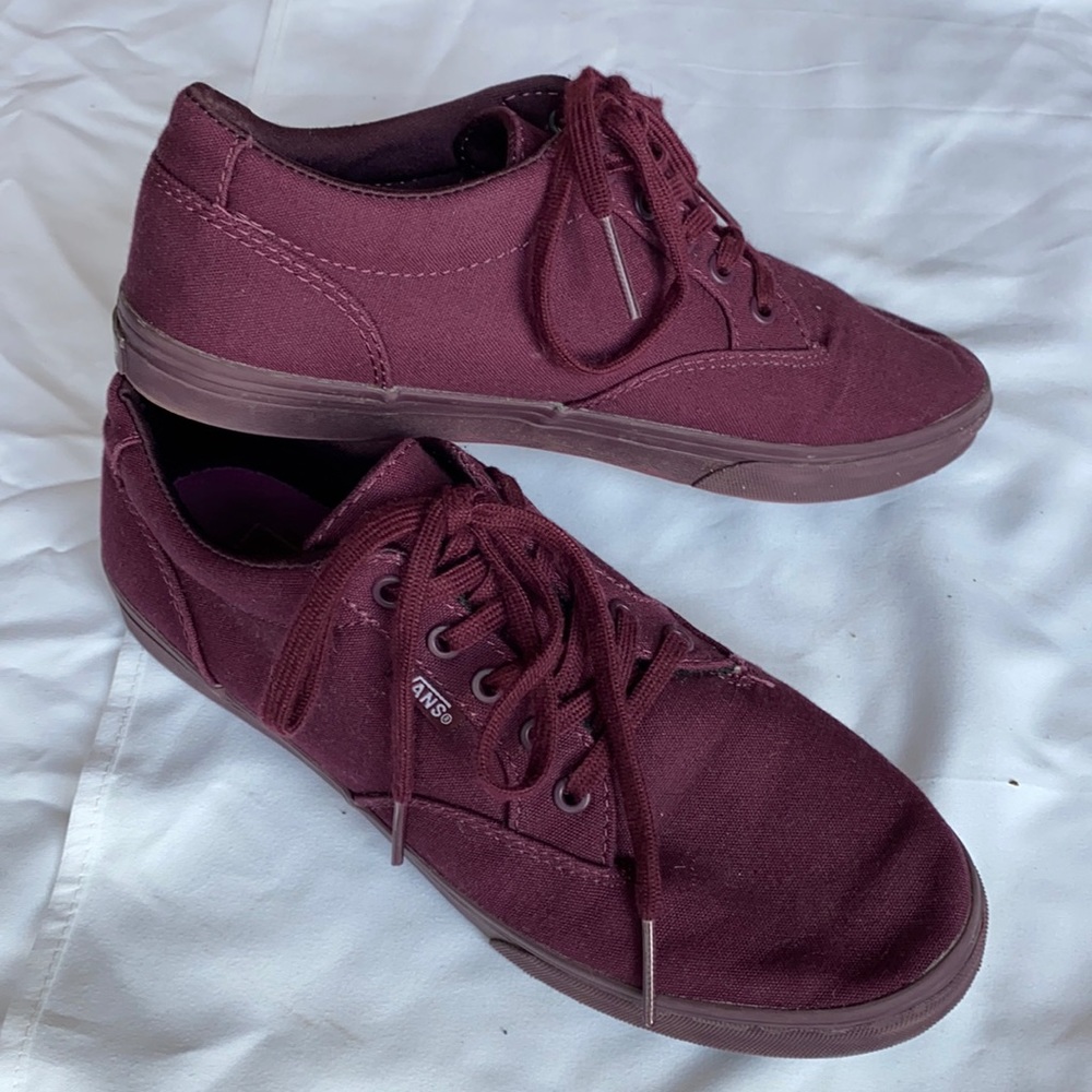 Burgundy Lace Up Vans - size 7.5